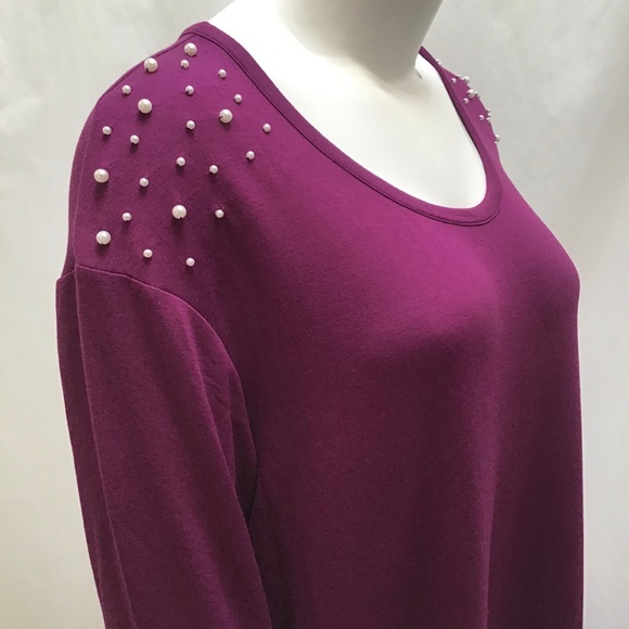 🆕NEW! Faux Pearl Shoulder French Terry Tee - Picture 10 of 14